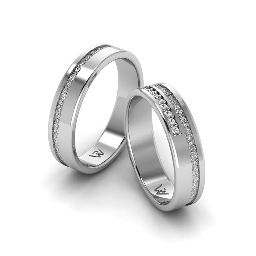 Alliances en Argent Rhodié couple Flamboanté