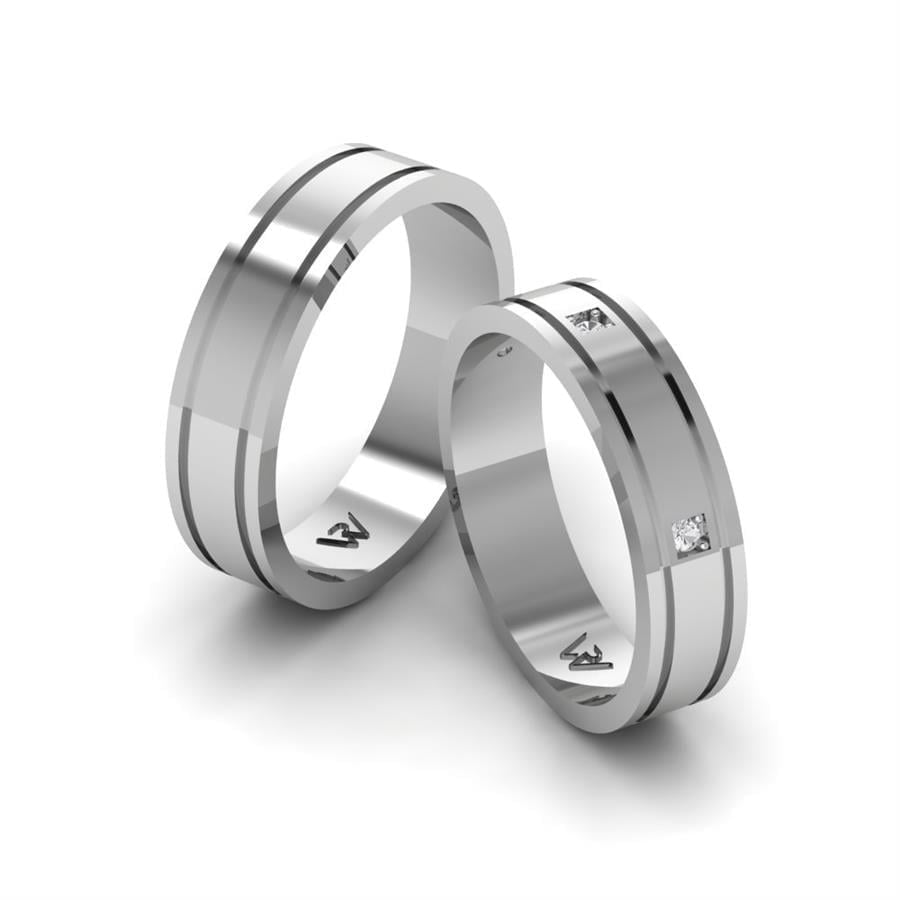 Alliances en Argent Rhodié couple Fondle