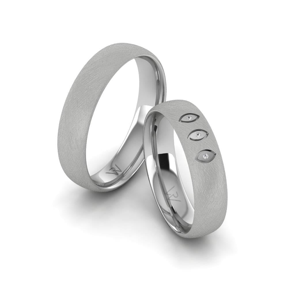 Alliances en Argent Rhodié couple Glimmera Oxyde de Zirconium