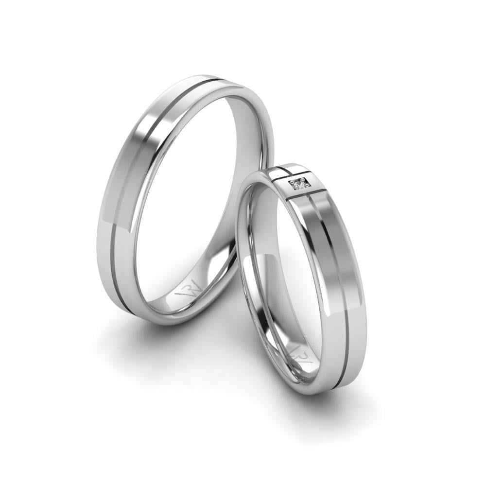 Alliances en Argent Rhodié couple Glowrence Oxyde de Zirconium