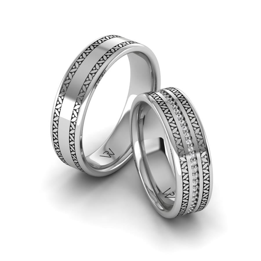 Alliances en Argent Rhodié couple Jeanne