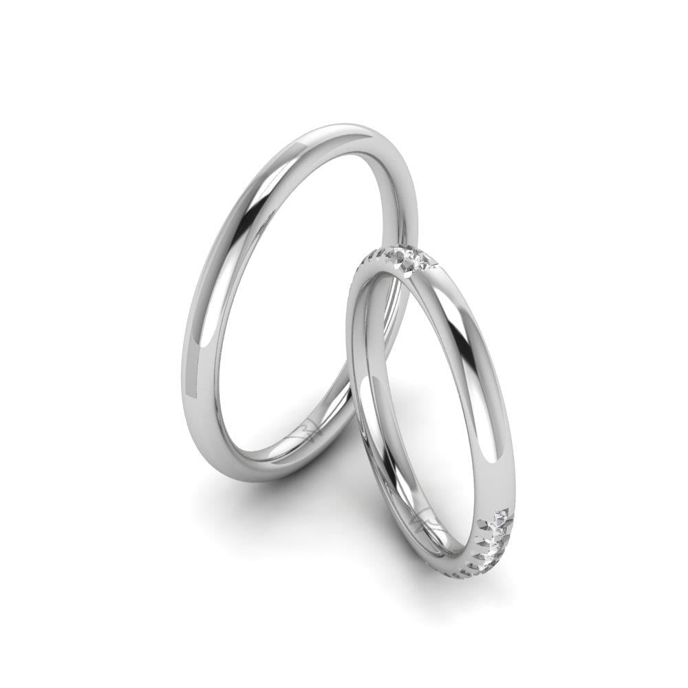 Alliances en Argent Rhodié couple Joyfulbloom Oxyde de Zirconium