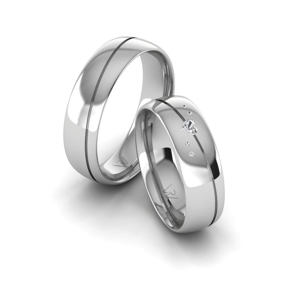 Alliances en Argent Rhodié couple JoyfulCircle Oxyde de Zirconium