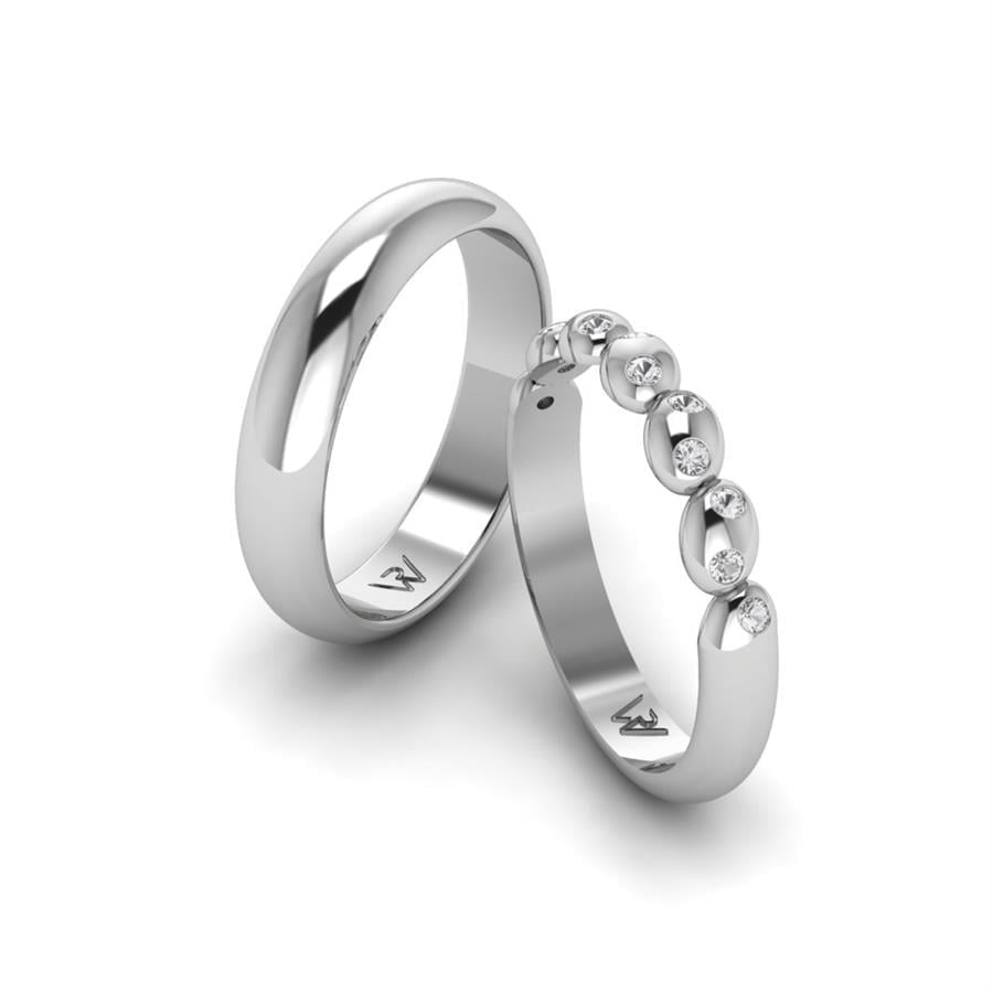 Alliances en Argent Rhodié couple Lovestruck