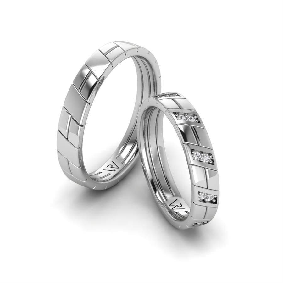 Alliances en Argent Rhodié couple Lueur