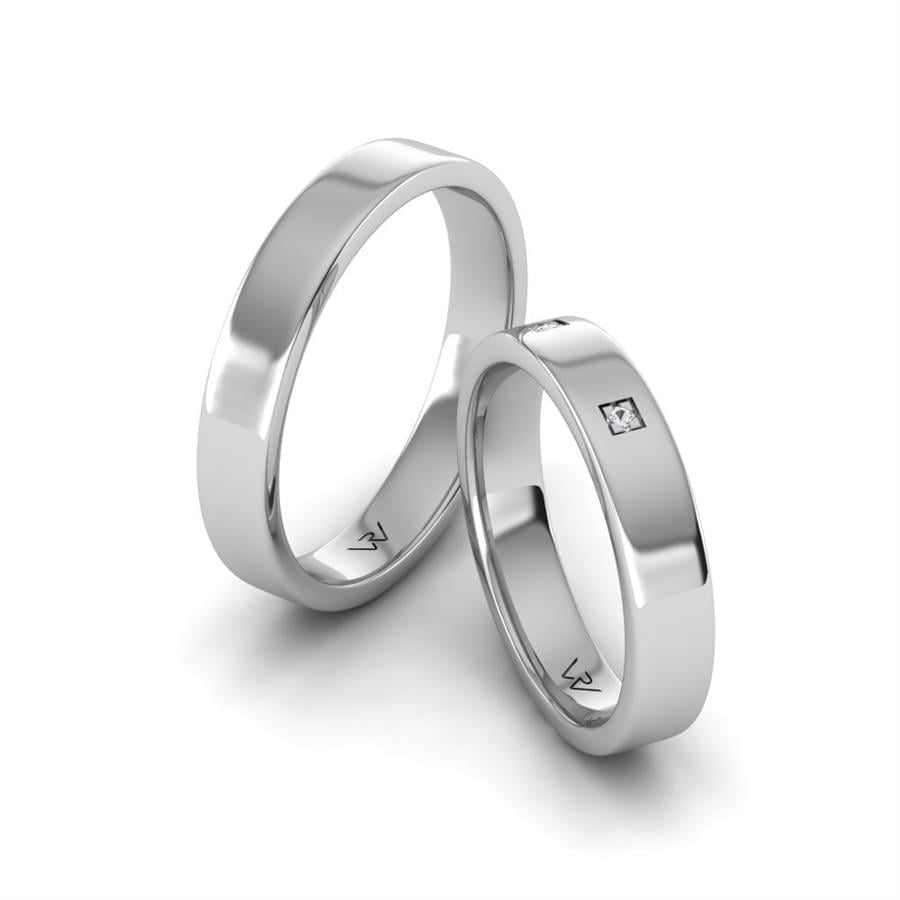 Alliances en Argent Rhodié couple Natural Alluring