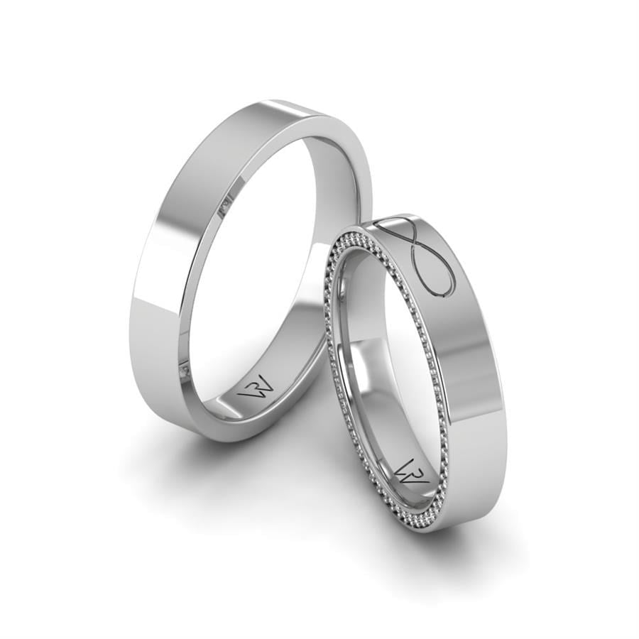 Alliances en Argent Rhodié couple Noble Paradise