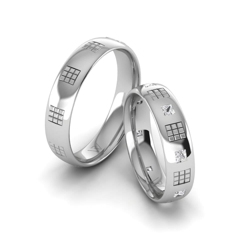 Alliances en Argent Rhodié couple Pureglow Oxyde de Zirconium
