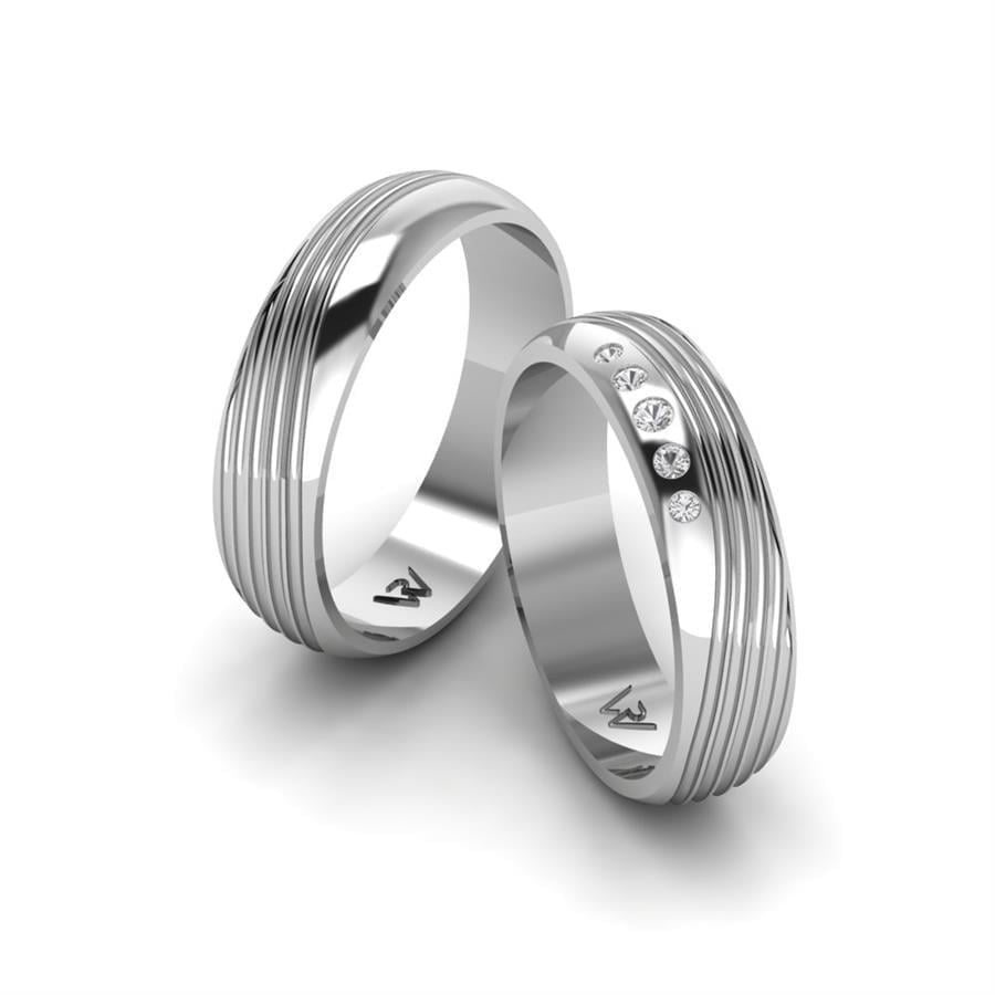 Alliances en Argent Rhodié couple Sentiment