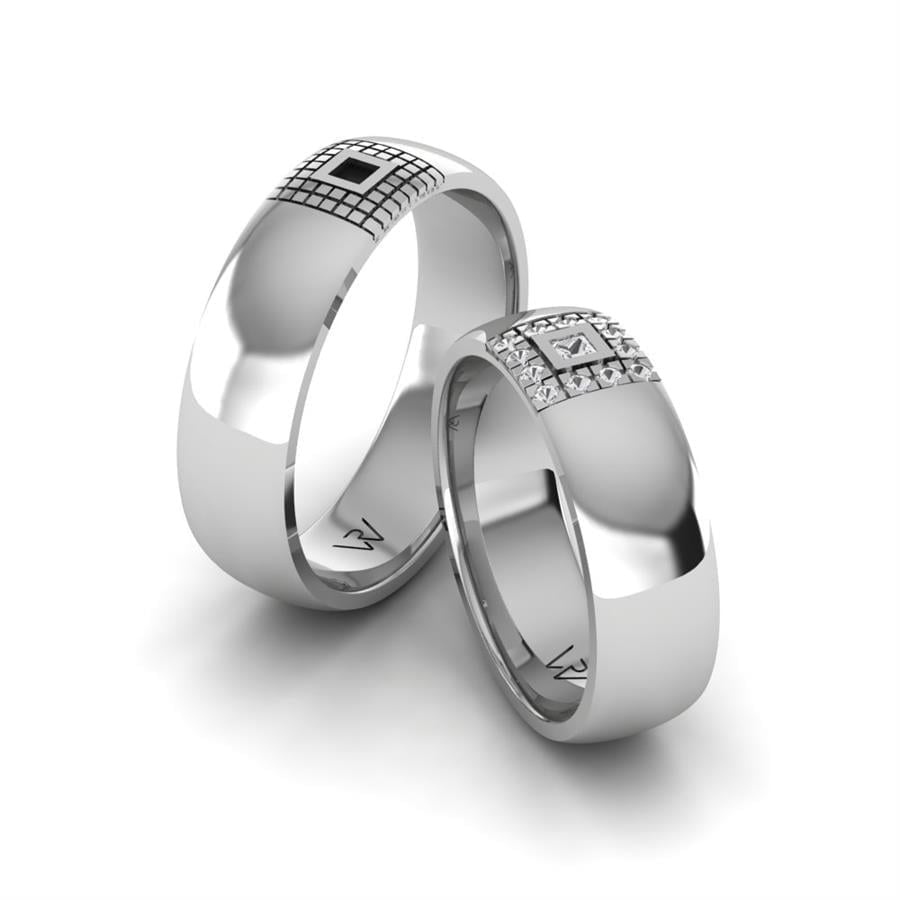 Alliances en Argent Rhodié couple Shamrock