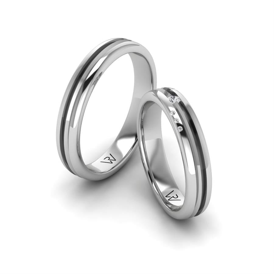 Alliances en Argent Rhodié couple Soie