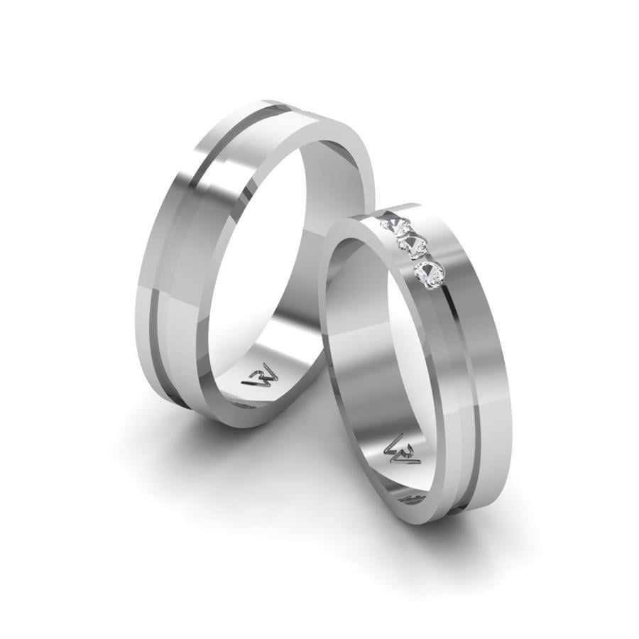 Alliances en Argent Rhodié couple Yearn