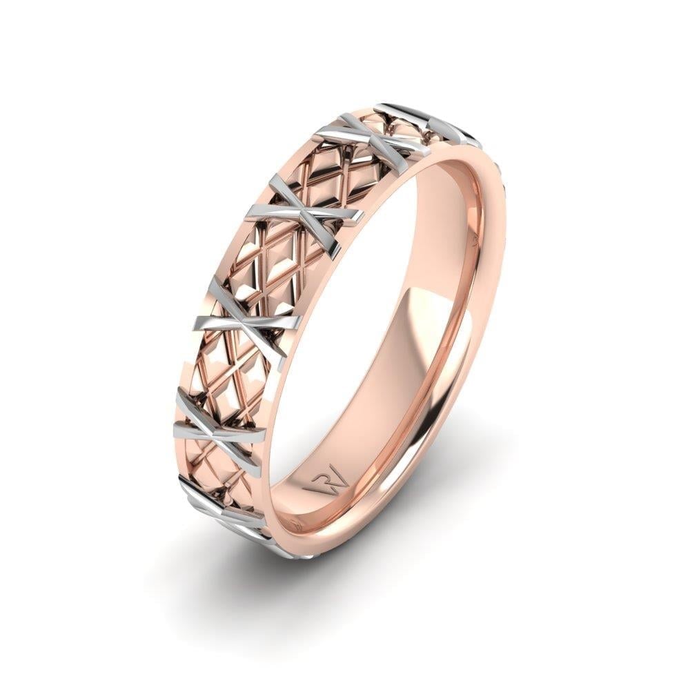 Alliances modernes homme Forevera Or Rose et Blanc