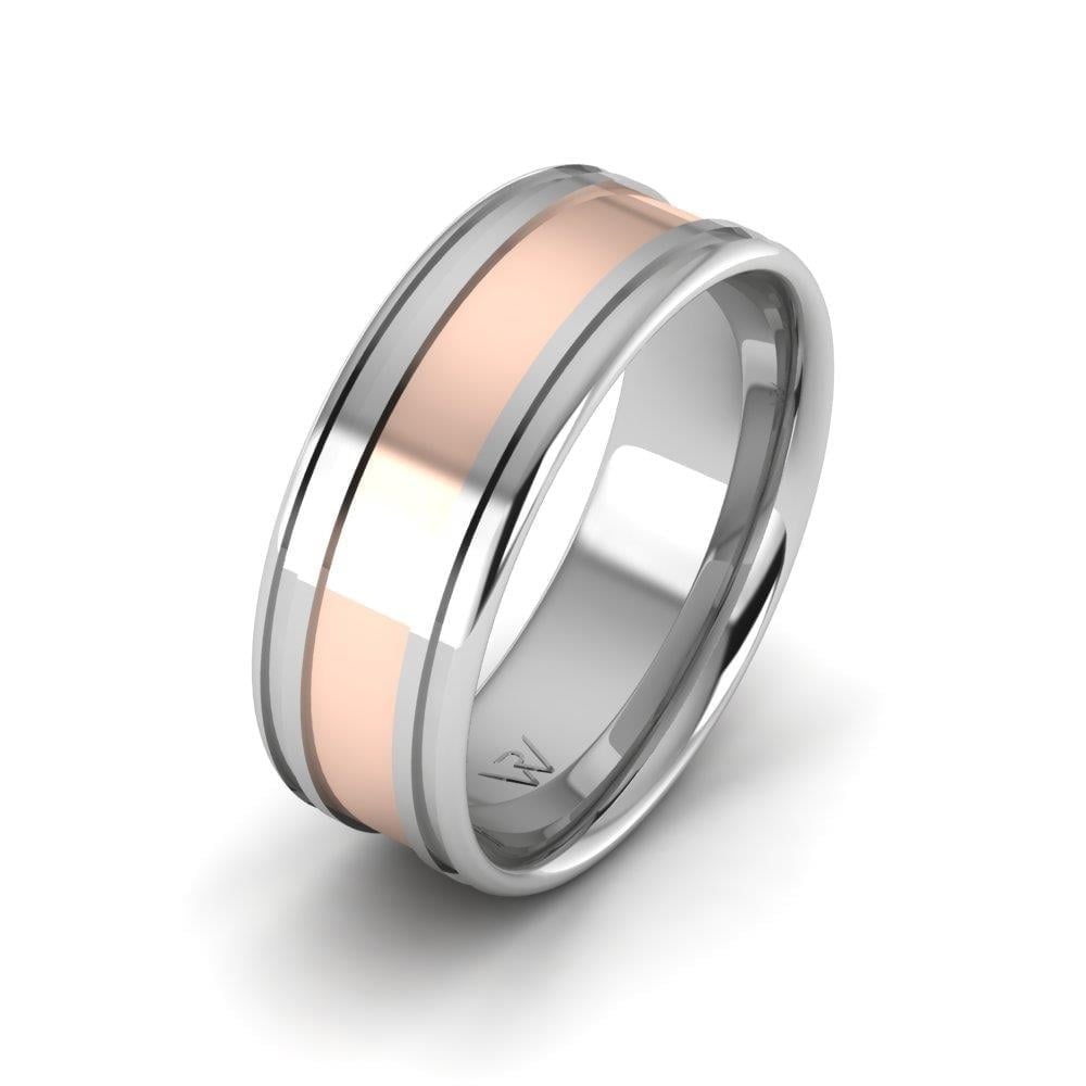 Alliances modernes homme Weddingwave Or Blanc et Rose