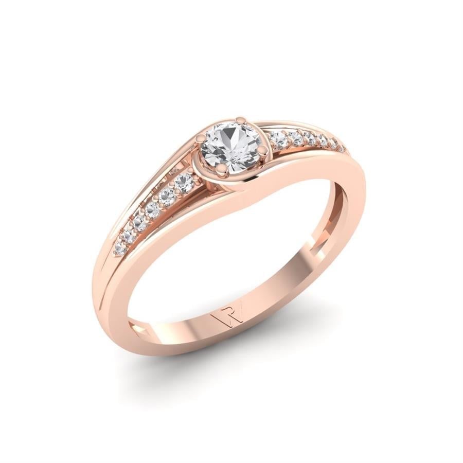 Bagues Aurore Argent Plaqué Or Rose Diamant 0.34 ct