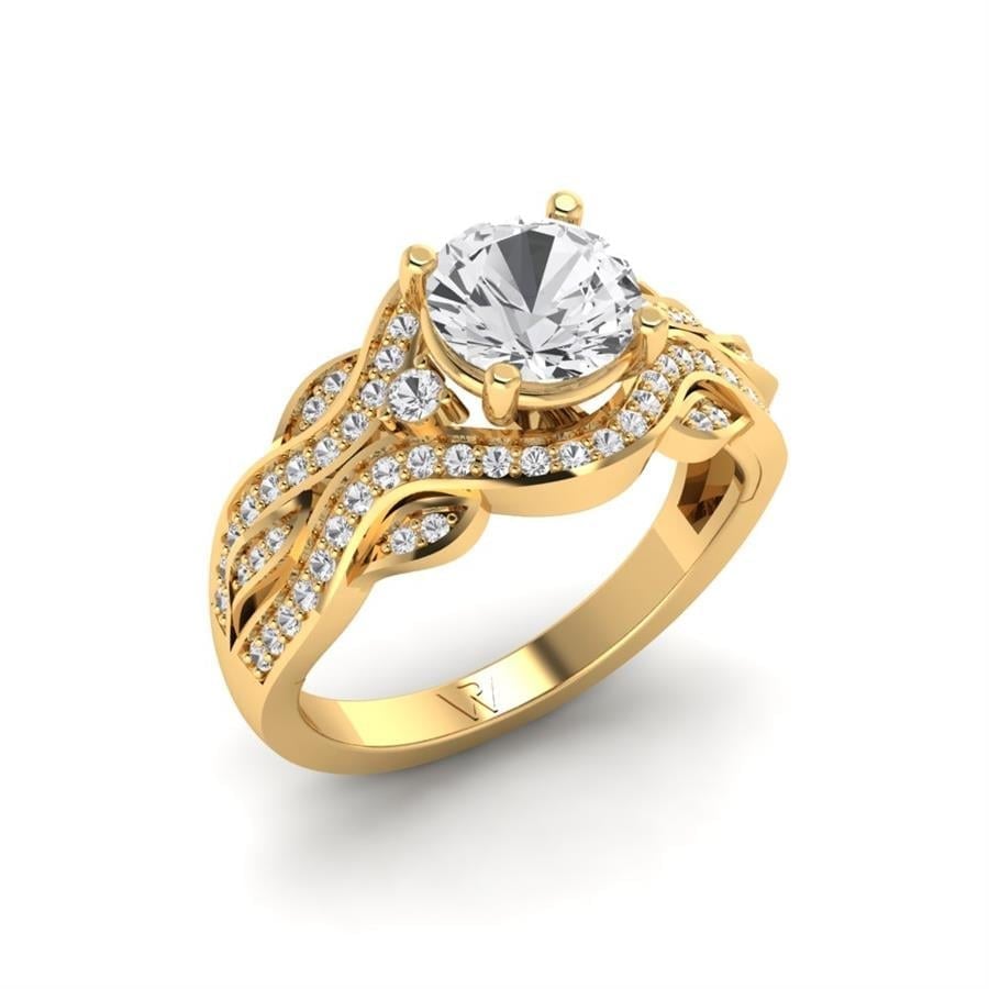 Bagues Ondine Argent Plaqué Or Jaune Oxyde de zirconium 1.32 ct