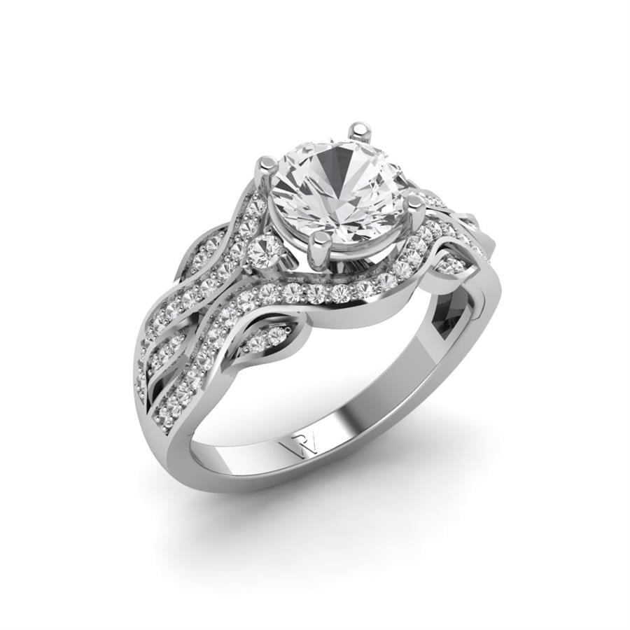 Bagues Ondine Argent Rhodié Blanc Diamant 1.32 ct
