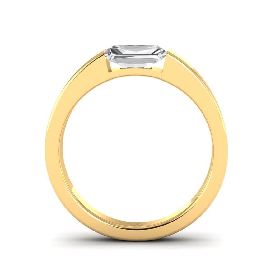 Bagues Radiante Argent Plaqué Or Jaune Diamant 1 ct
