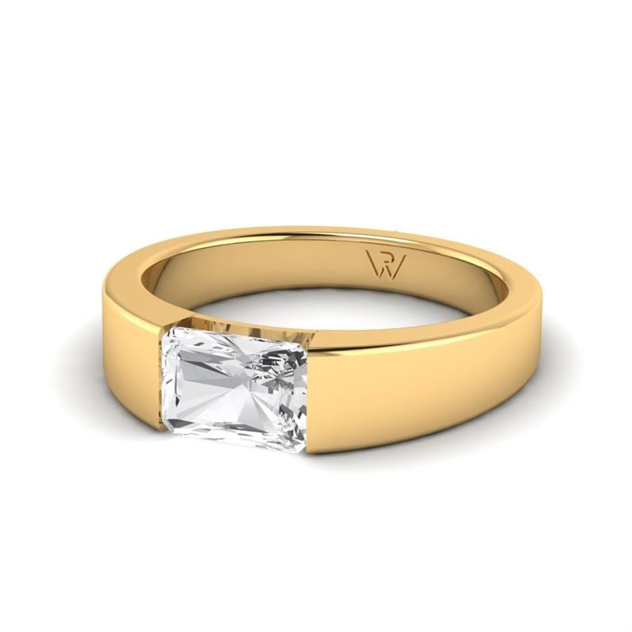 Bagues Radiante Argent Plaqué Or Jaune Diamant 1 ct