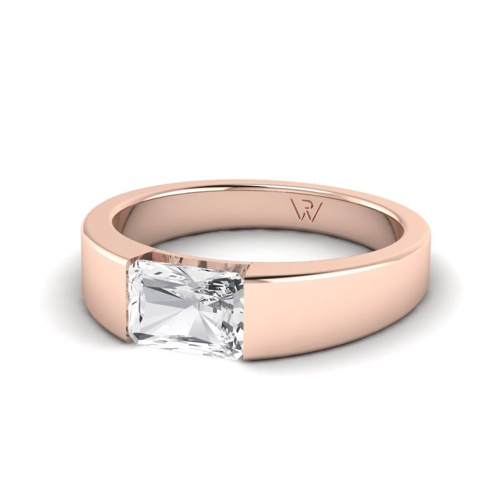 Bagues Radiante Argent Plaqué Or Rose Diamant 1 ct