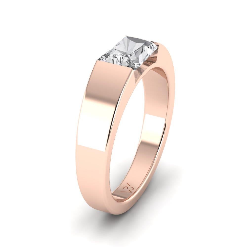 Bagues Radiante Argent Plaqué Or Rose Oxyde de zirconium 1 ct
