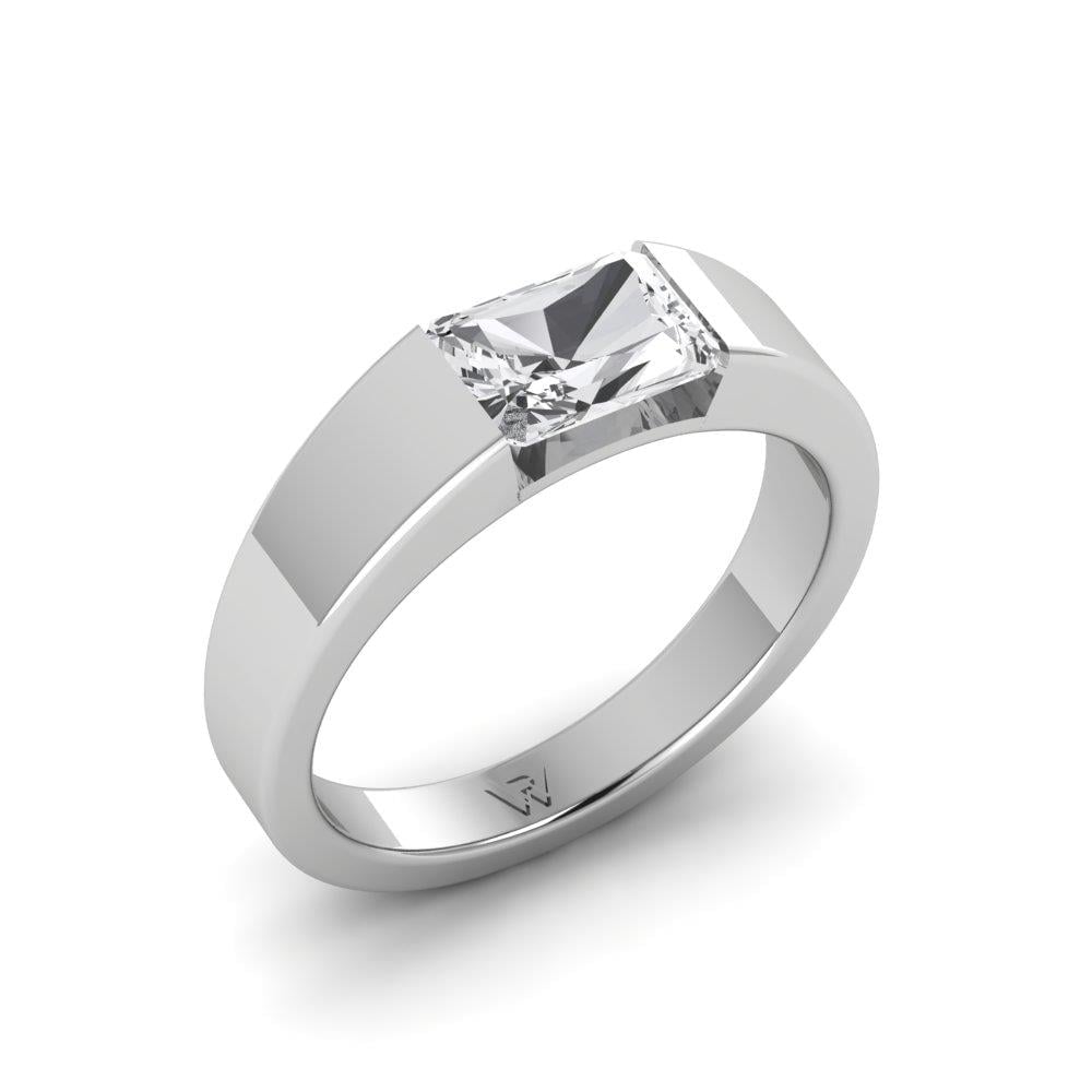 Bagues Radiante Argent Rhodié Blanc Diamant 1 ct