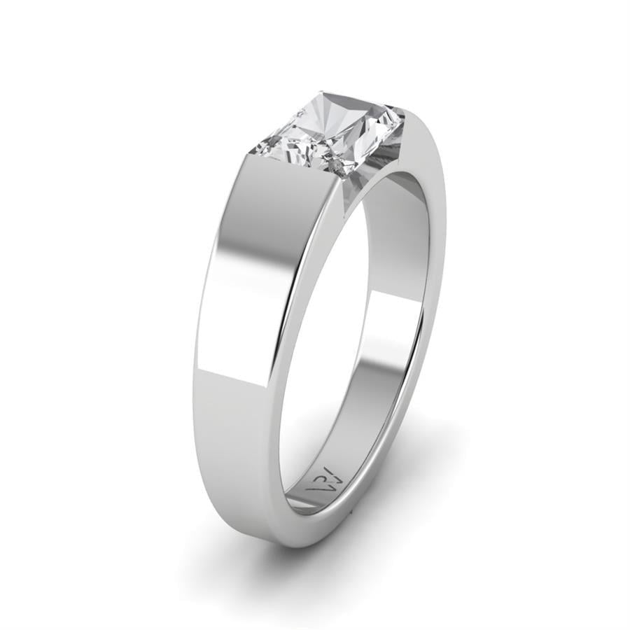 Bagues Radiante Argent Rhodié Blanc Diamant 1 ct