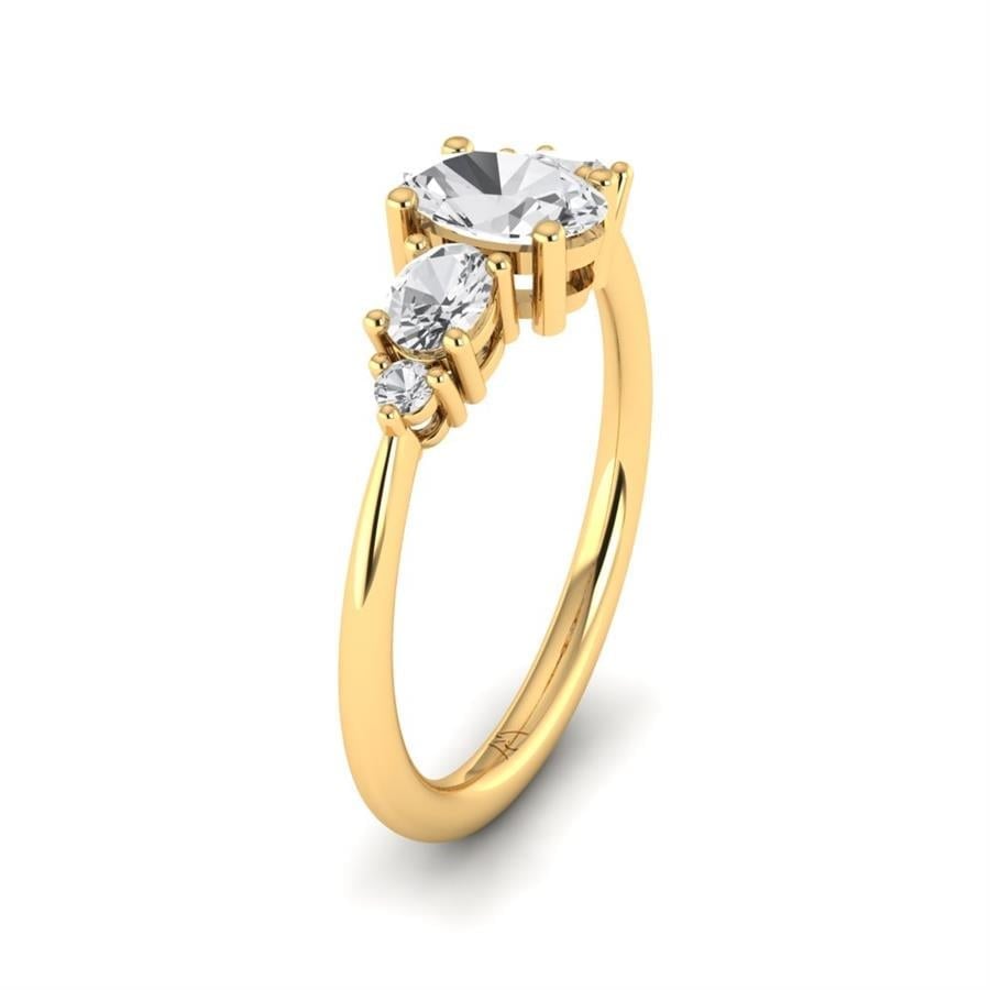 Bagues Rayonnante Argent Plaqué Or Jaune Diamant 0.75 ct