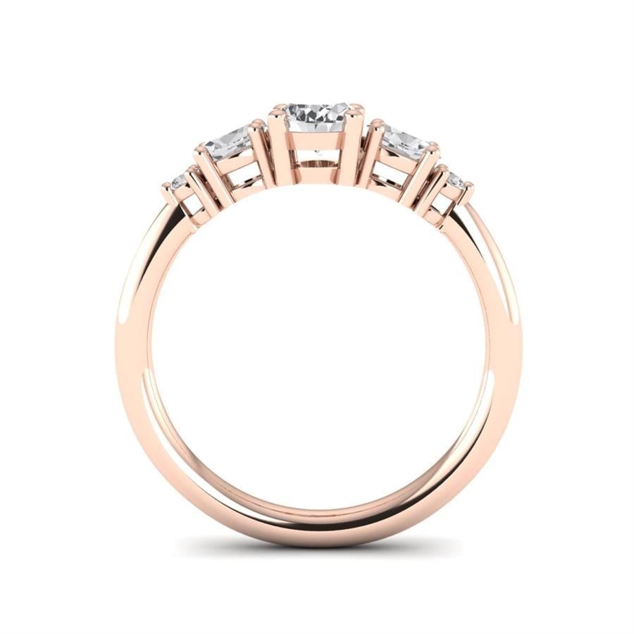 Bagues Rayonnante Argent Plaqué Or Rose Diamant 0.75 ct