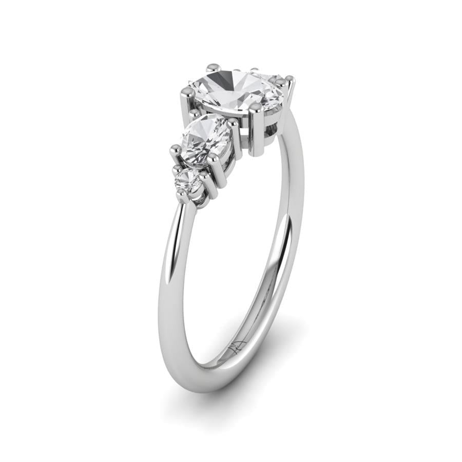 Bagues Rayonnante Argent Rhodié Blanc Diamant 0.75 ct