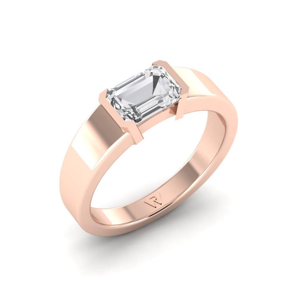 Bagues Rosaline Argent Plaqué Or Rose Diamant 1.2 ct