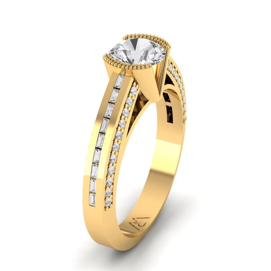 Bagues Soléya Argent Plaqué Or Jaune Diamant 1.2 ct