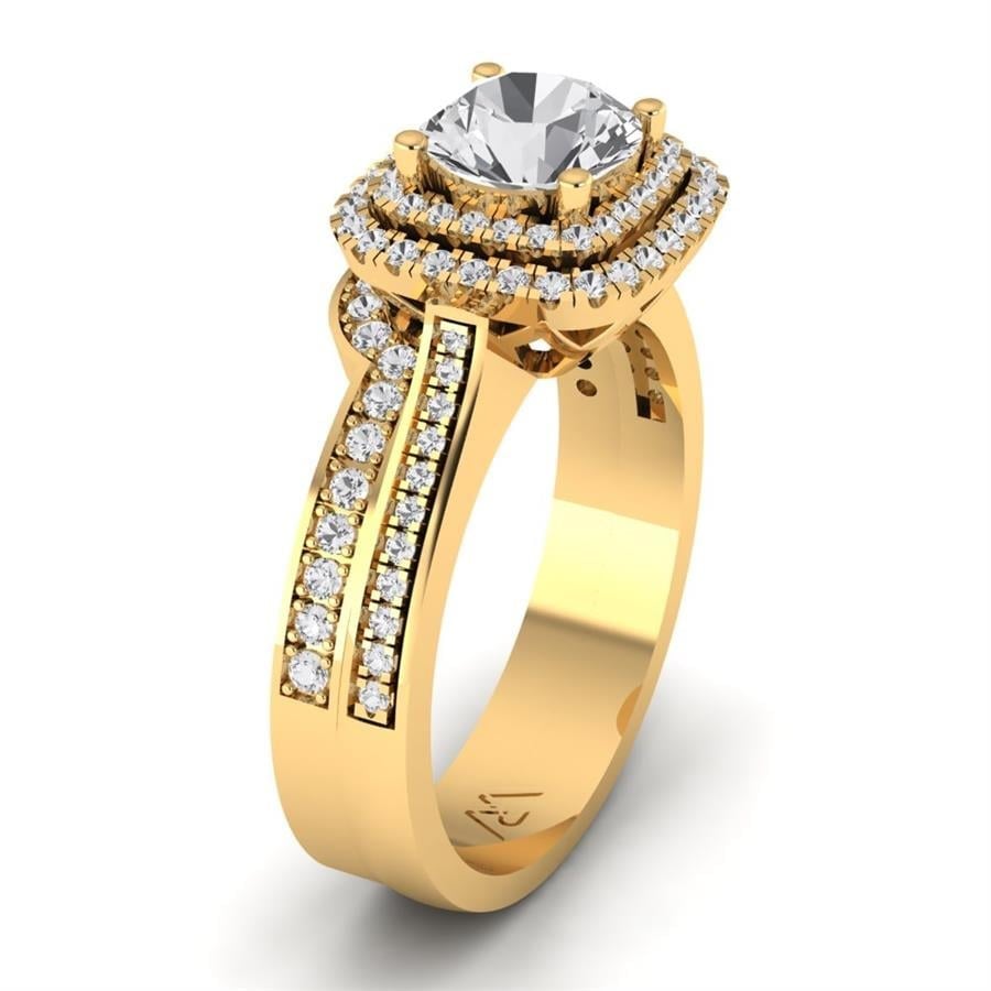 Bagues Splendeur Argent Plaqué Or Jaune Oxyde de zirconium 1.5 ct