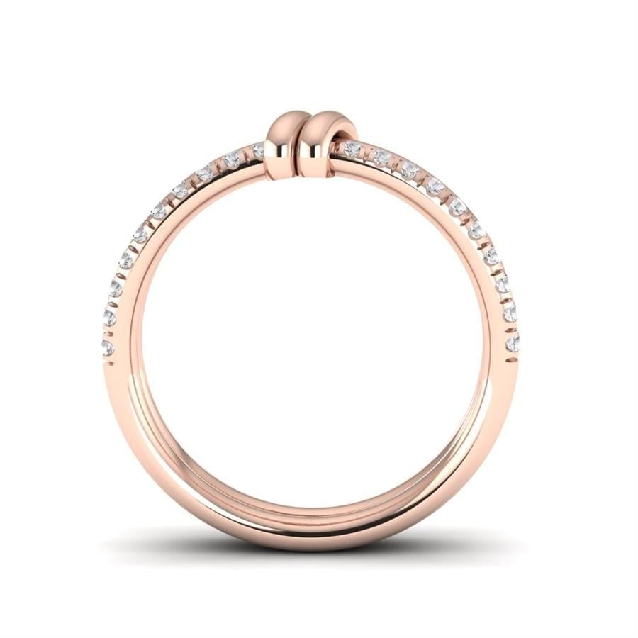 Bagues Uni Argent Plaqué Or Rose Diamant 0.20 ct
