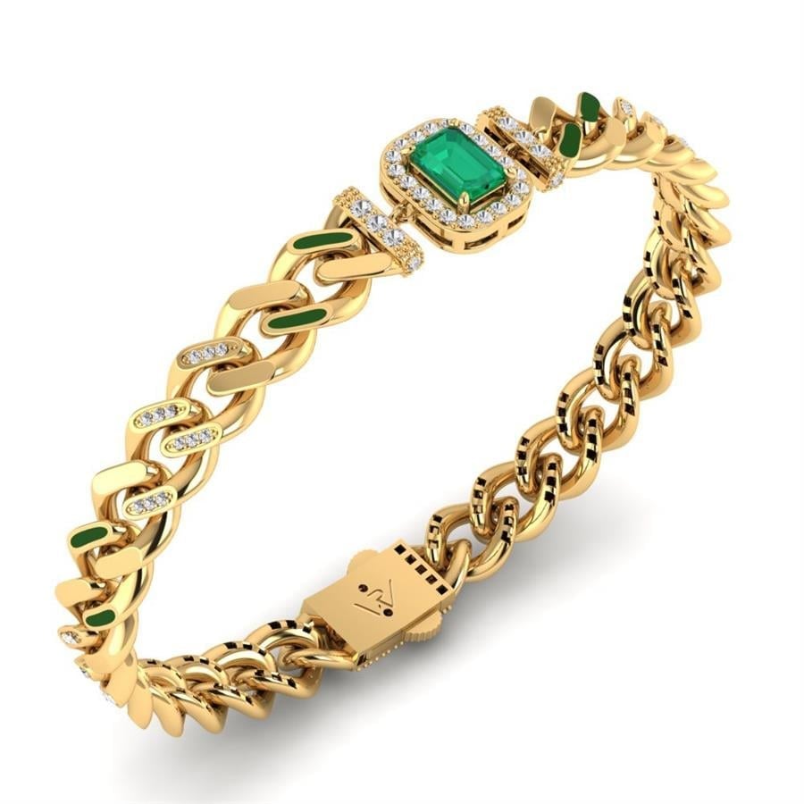 Bracelets Royal Argent Yellow - Pierre Vert Émeraude 2.86 ct