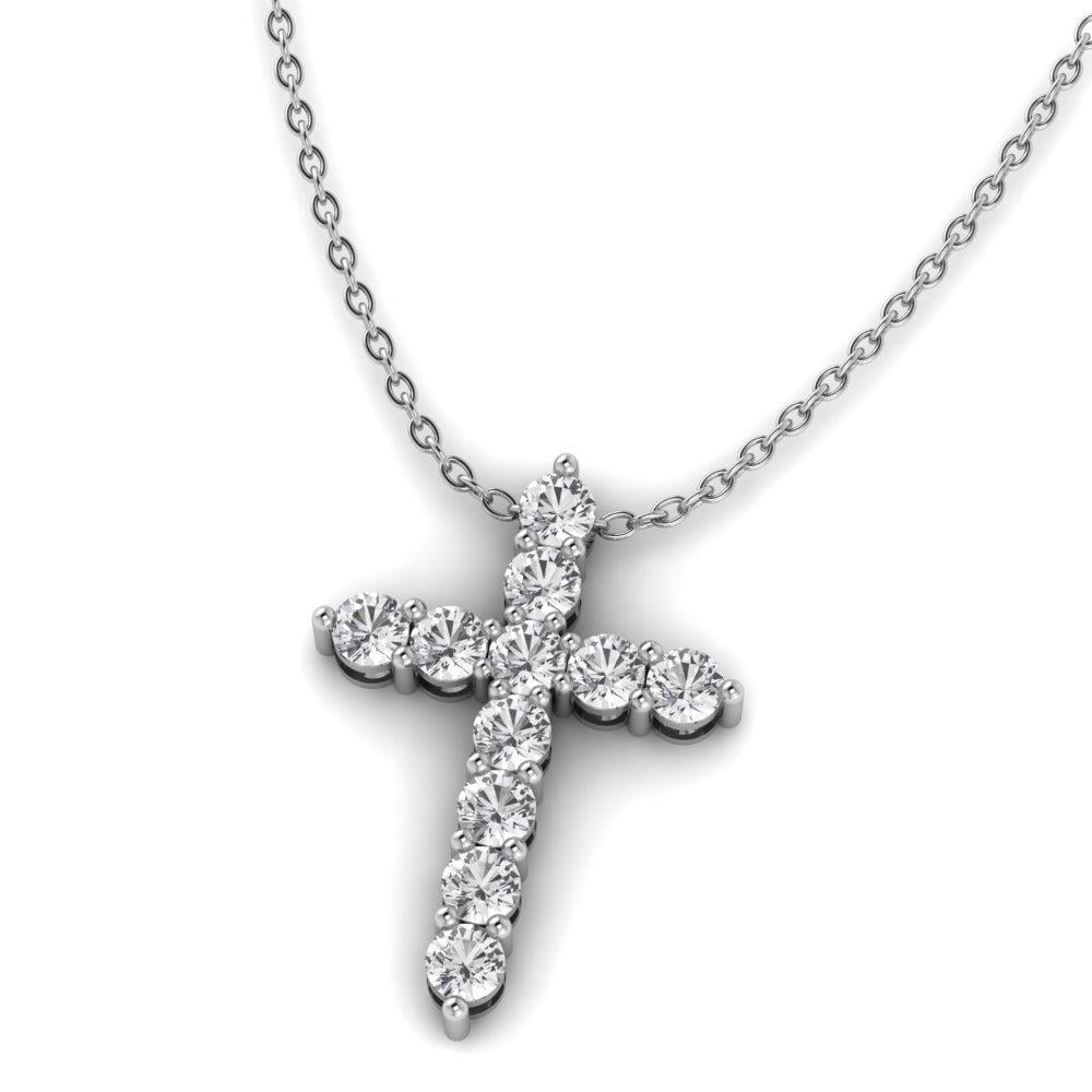 Colliers Croix Or Blanc Oxyde de zirconium 1.3 ct
