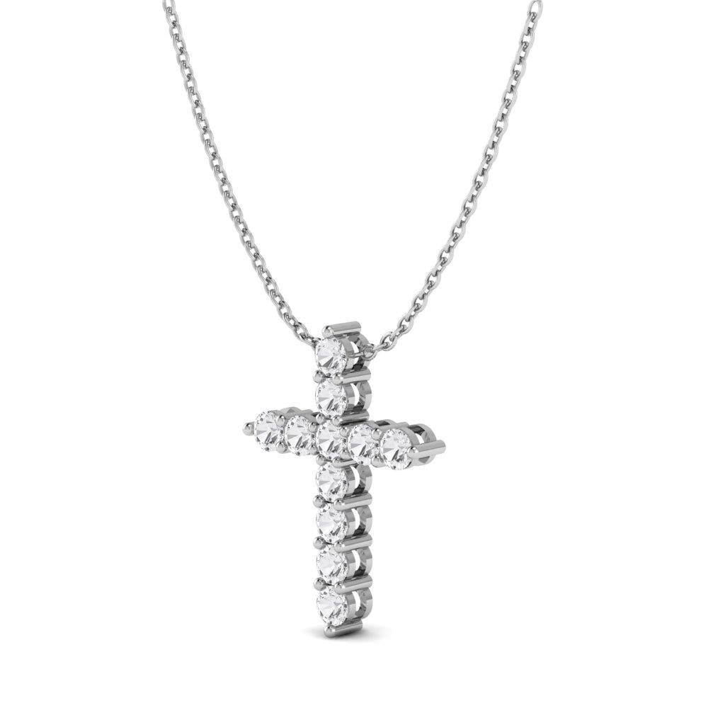 Colliers Croix Or Blanc Oxyde de zirconium 1.3 ct