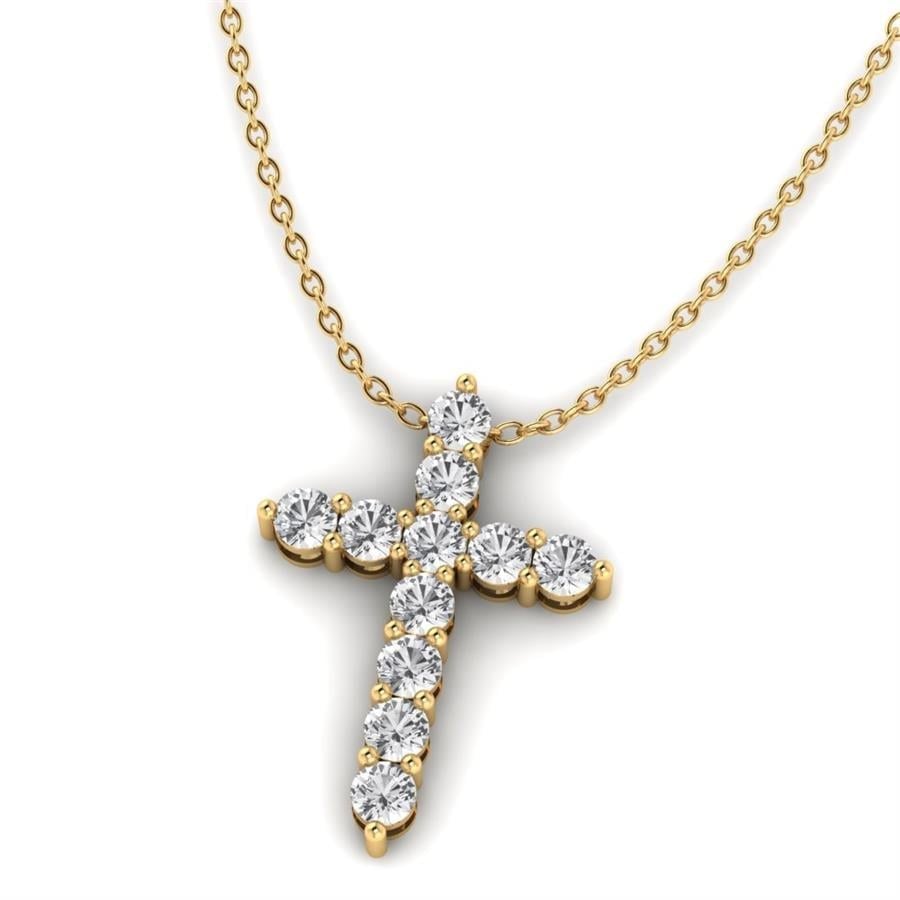 Colliers Croix Or Jaune Diamant 1.3 ct
