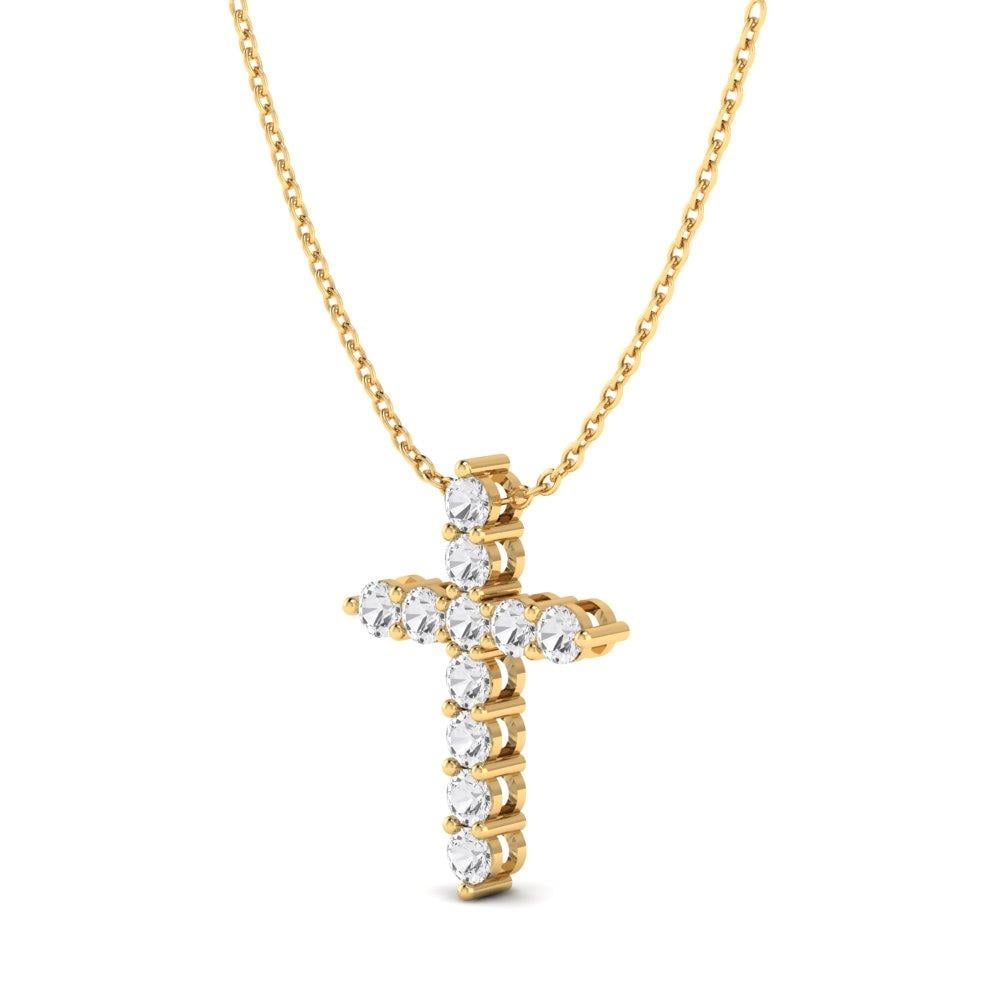 Colliers Croix Or Jaune Oxyde de zirconium 1.3 ct