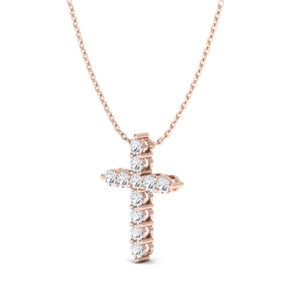 Colliers Croix Or Rose Oxyde de zirconium 1.3 ct