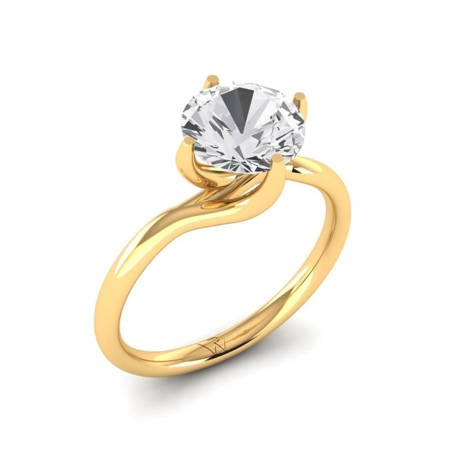 Solitaires Alba Argent Plaqué Or Jaune Diamant 2 ct