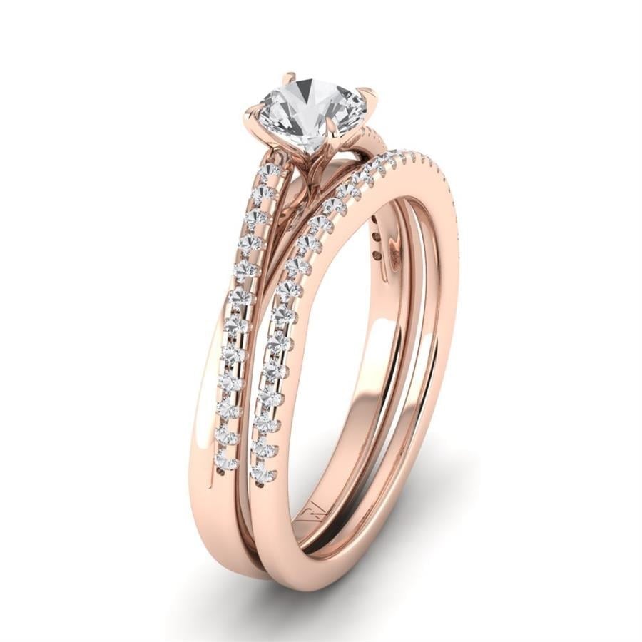 Solitaires Bijou Argent Plaqué Or Rose Diamant 0.80 ct
