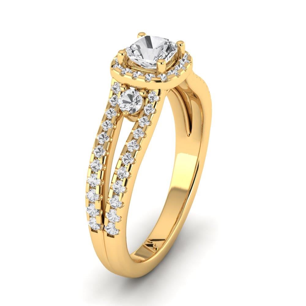 Solitaires Dune Argent Plaqué Or Jaune Oxyde de zirconium 1 ct
