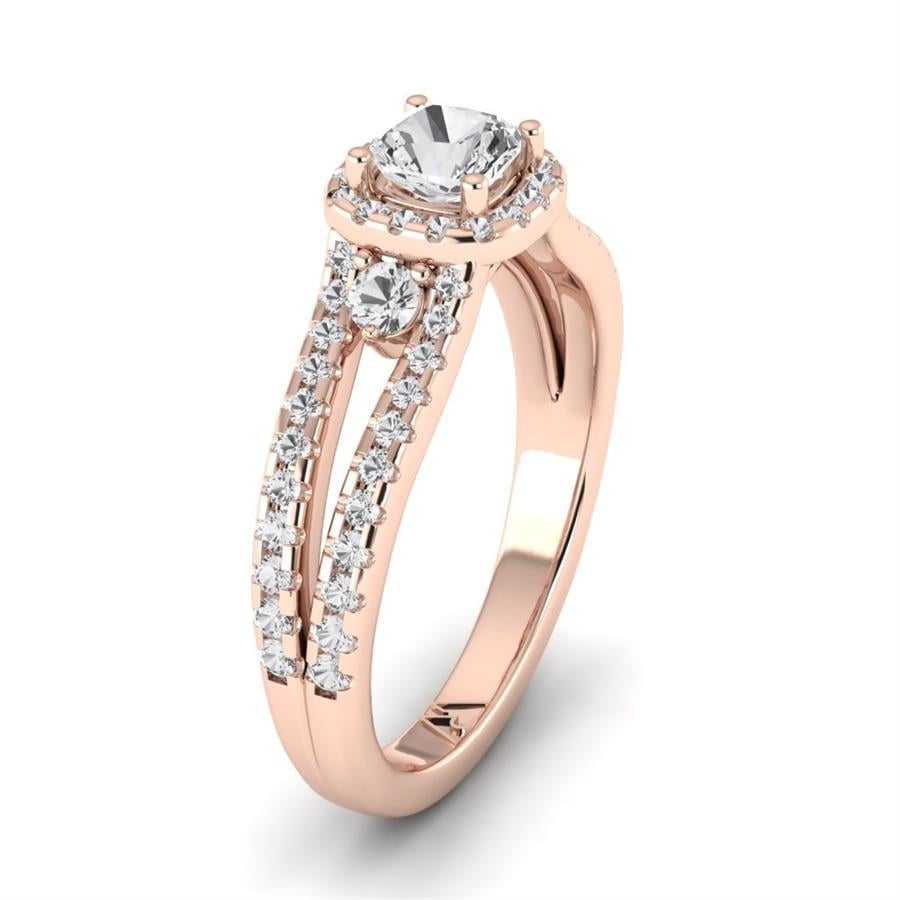 Solitaires Dune Argent Plaqué Or Rose Diamant 1 ct