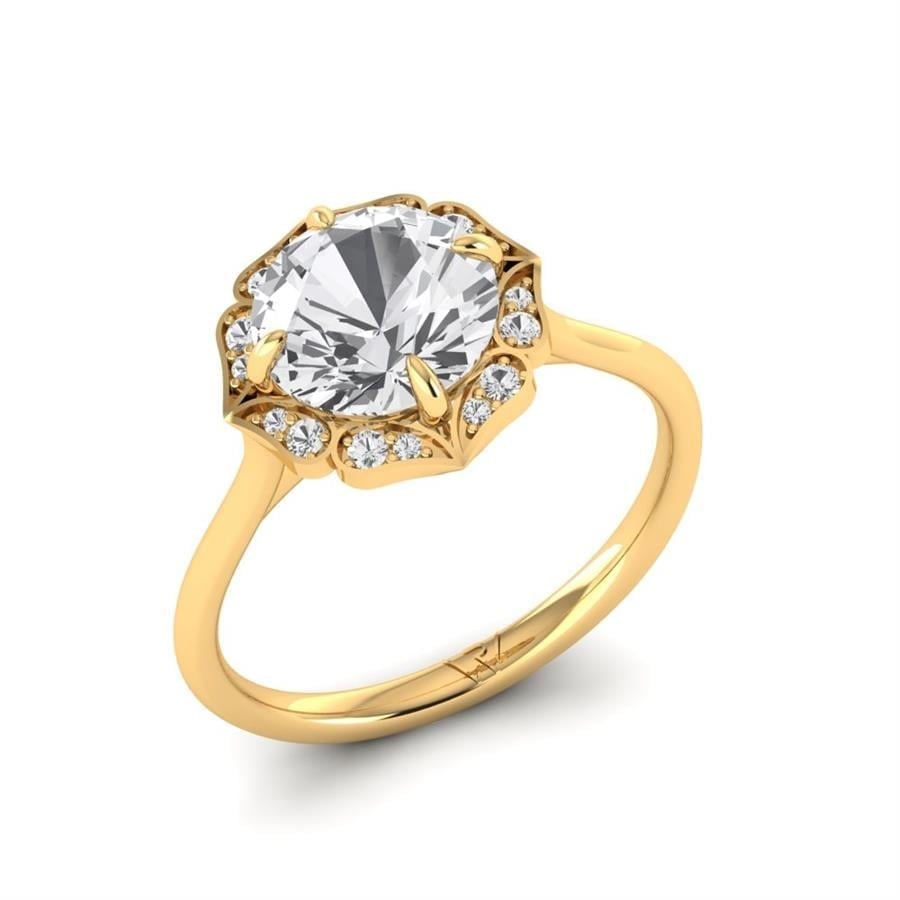 Solitaires Elyra Argent Plaqué Or Jaune Diamant 2.10 ct