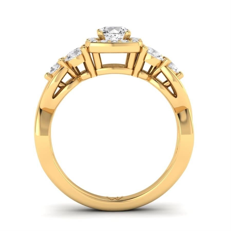 Solitaires Enigme Argent Plaqué Or Jaune Oxyde de zirconium 1.1 ct