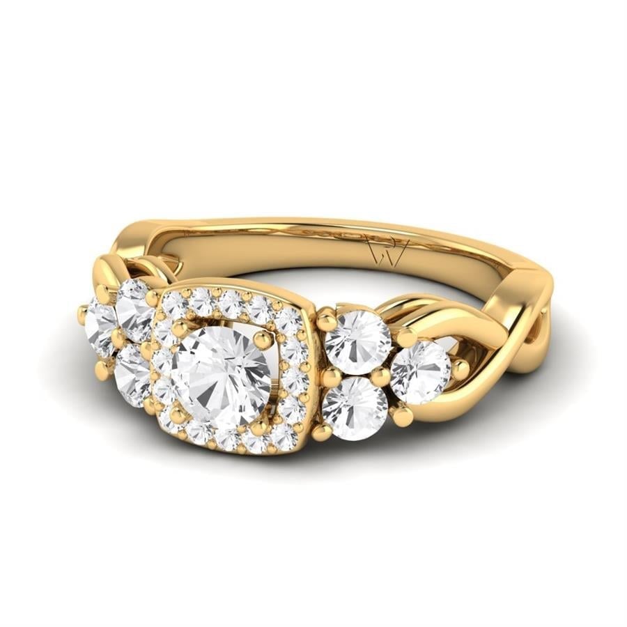 Solitaires Enigme Argent Plaqué Or Jaune Diamant 1.1 ct