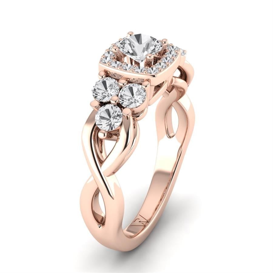 Solitaires Enigme Argent Plaqué Or Rose Diamant 1.1 ct