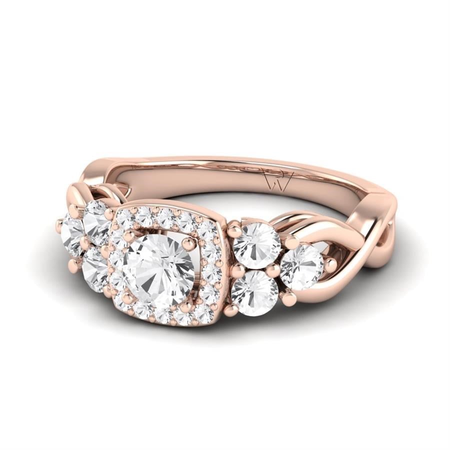 Solitaires Enigme Argent Plaqué Or Rose Diamant 1.1 ct