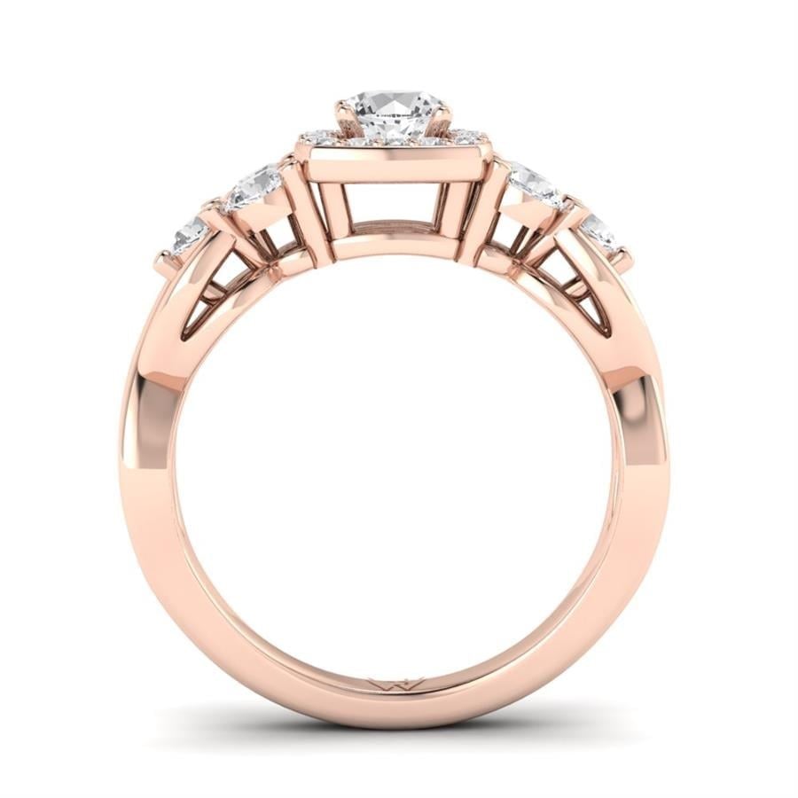 Solitaires Enigme Argent Plaqué Or Rose Oxyde de zirconium 1.1 ct